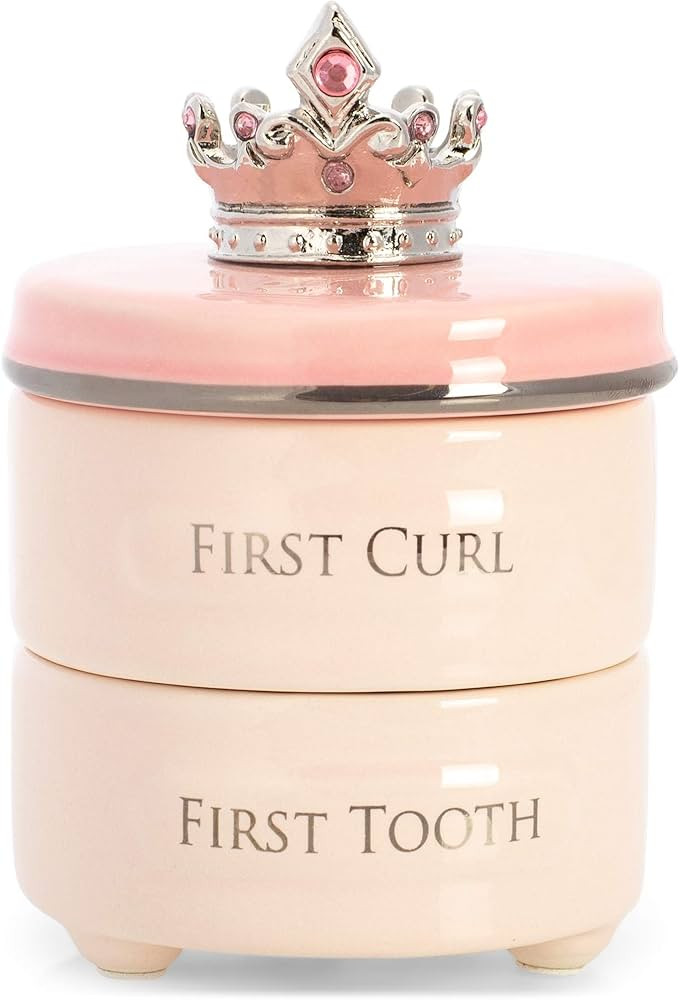 DEMDACO Pink Princess Crown First Tooth & Curl Keepsake Box - Baby Milestone Box for First Tooth ... | Amazon (US)