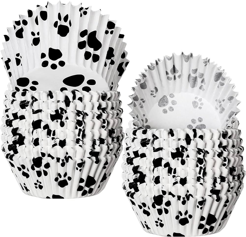 200 Pcs Paw Bone Cupcake Liners Dog Cupcake Wrappers Paw Pattern Cup Cake Holder Puppy Dog Theme ... | Amazon (US)