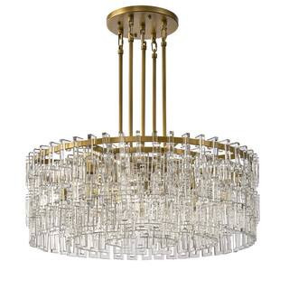 36 in. 9-Light Gold Elegant Classic Drum Chandelier, Perfect for Living Rooms, Kitchen Islands (Bulbs Included) | The Home Depot