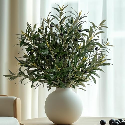 Bailikang 8PCS 24\u201d Artificial Olive Branches, Realistic Fake Olive Tree Branches with 712 Si... | Amazon (US)