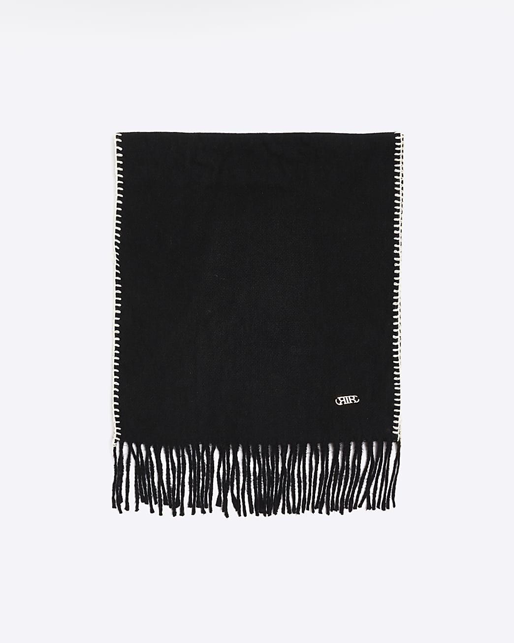 Black stitch detail scarf | River Island (UK & IE)