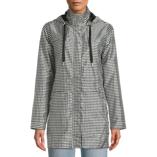Me Jane Women's Gingham Rain Jacket with Hood | Walmart (US)