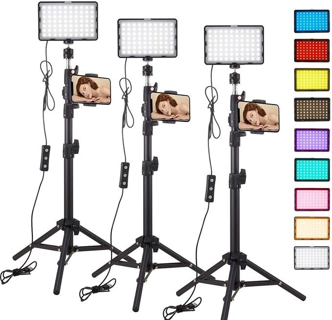 3pack LED 9Color Filter Studio Streaming Lights Photography Video Lighting Kit Photo Lights for V... | Amazon (US)