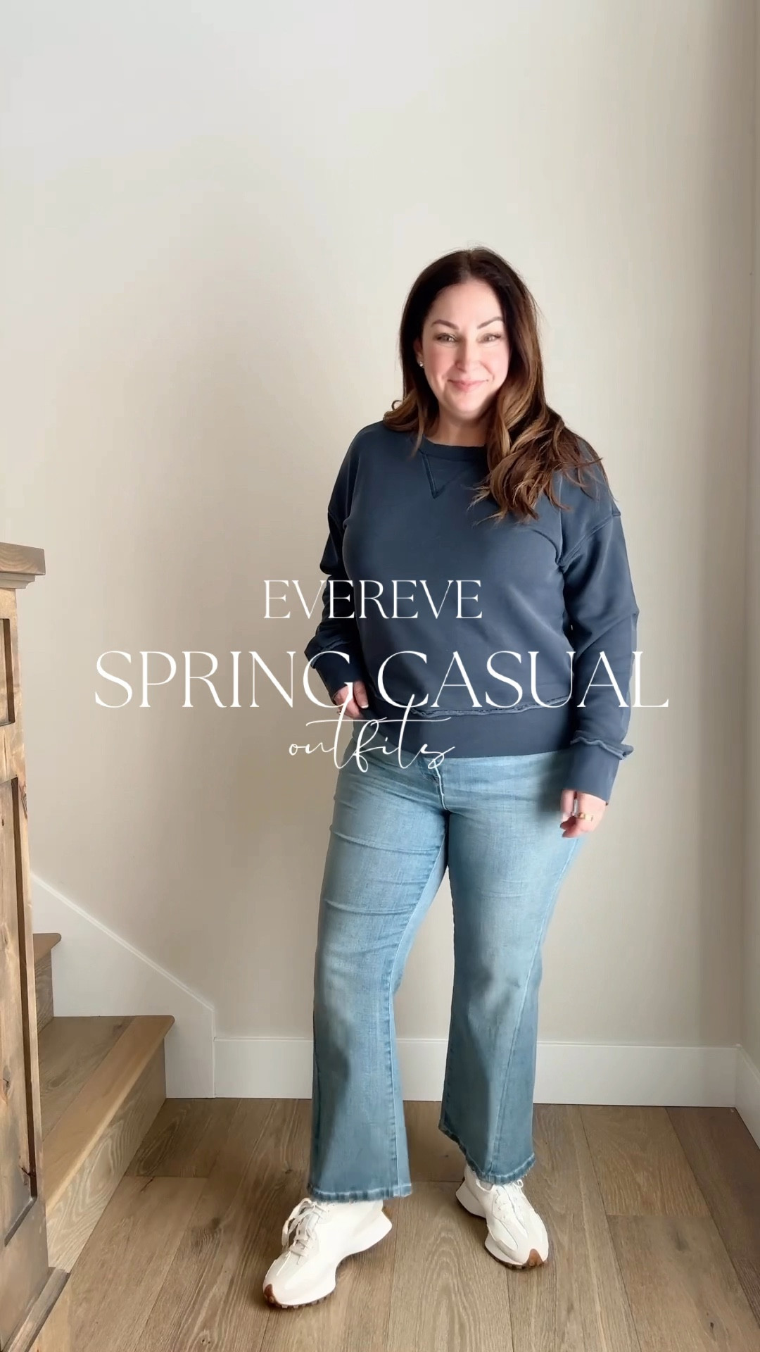 Evereve Spring Casual outfits are styles with kick crop jeans, comfy sweatshirts and these brushed wide leg pants great for spring break trips! Plus the sweatshirt dress is beyond comfy!!
-Jeans size up if in-between, 14 
-Wide leg pants size down if in-between wearing 14 but loose
-Dress tts, L 
-Sweatshirts tts, L 
-Sneakers size up 1/2 