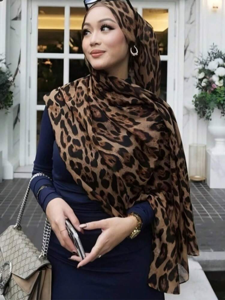 1pc Women's Bohemian Style Leopard Print Headscarf, Soft & Breathable Street Style Scarf, Suitabl... | SHEIN