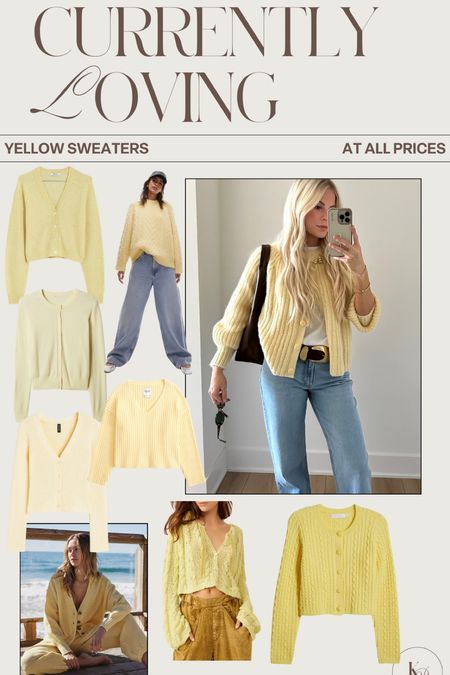 Yellow cardigans and sweaters! 