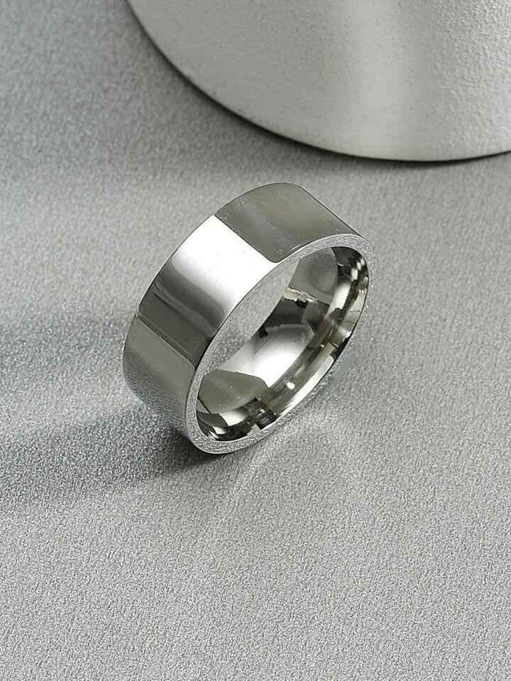 1pc Simple Stainless Steel Ring, Unisex Fashionable Smooth Surface Band Ring | SHEIN