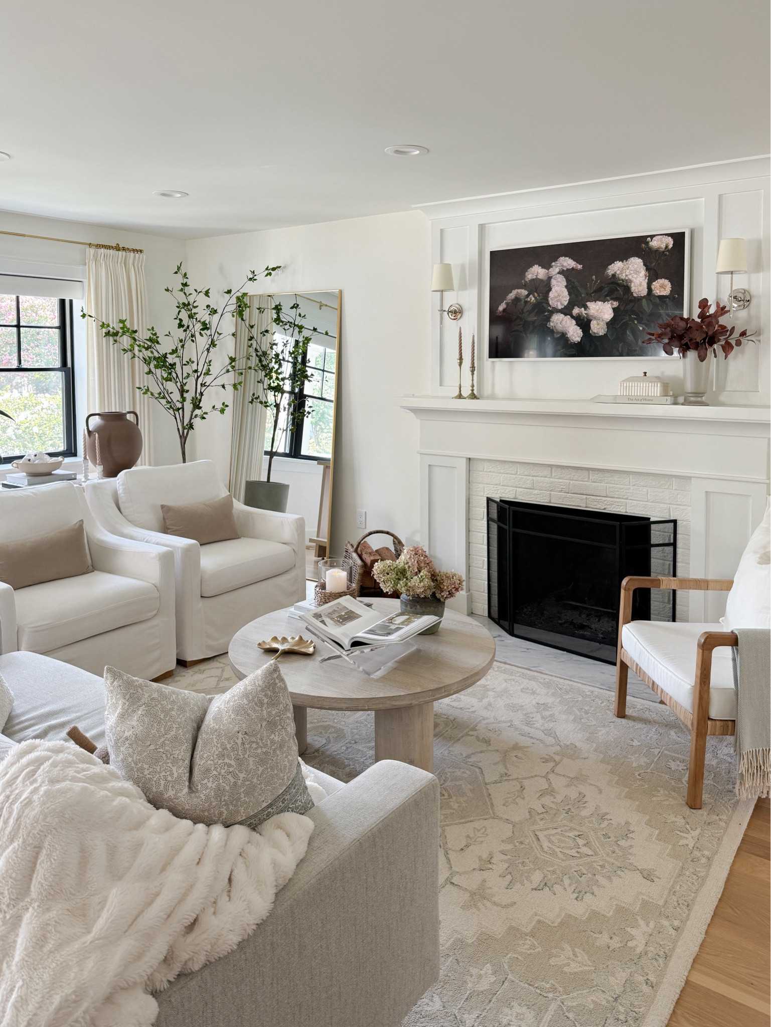 Neutral, living room, fall, living room, organic, modern, modern coastal, I’ve re-beige, frog, round coffee table, whitewash, coffee table, cane, accent chair, white slip, covered, upholstered, accent chairs, gray sofa, floor mirror, photo tree, two pages curtains, frame TV, fireplace styling, fall, mantle, decor, coffee, table styling, Walmart, McGee and Co, Amazon, Target, LTK home, look for less, affordable, home decor, home, fines, Amazon, home, fines, living room, family room, neutral home, living room, design, living room ideas

#LTKSaleAlert #LTKStyleTip #LTKHome