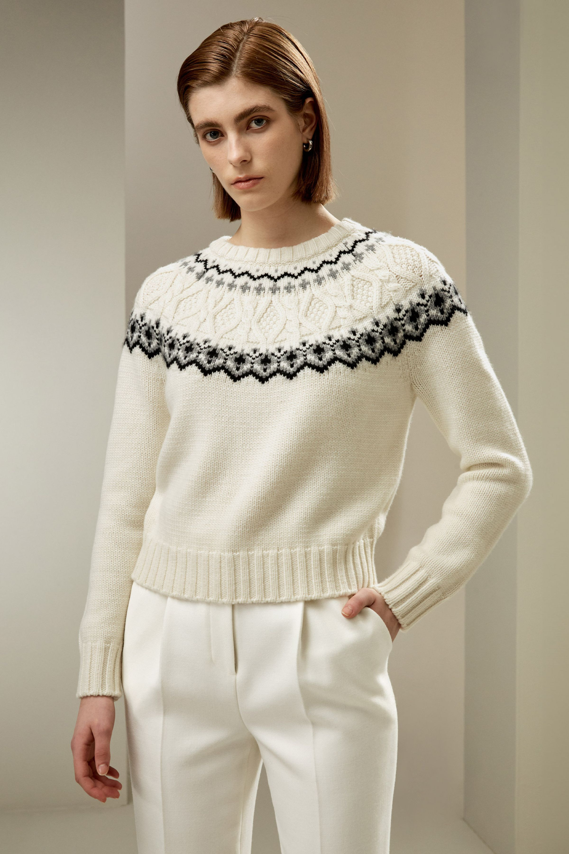 Fair Isle Crewneck Sweater | LILYSILK