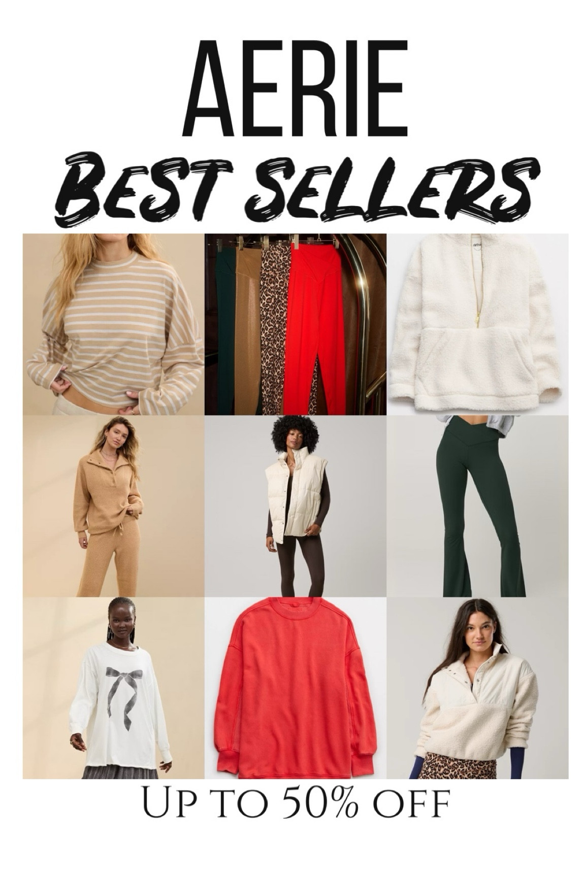 Aerie best sellers up to 50% off on cyber Monday 

#LTKStyleTip #LTKFindsUnder50 #LTKSaleAlert