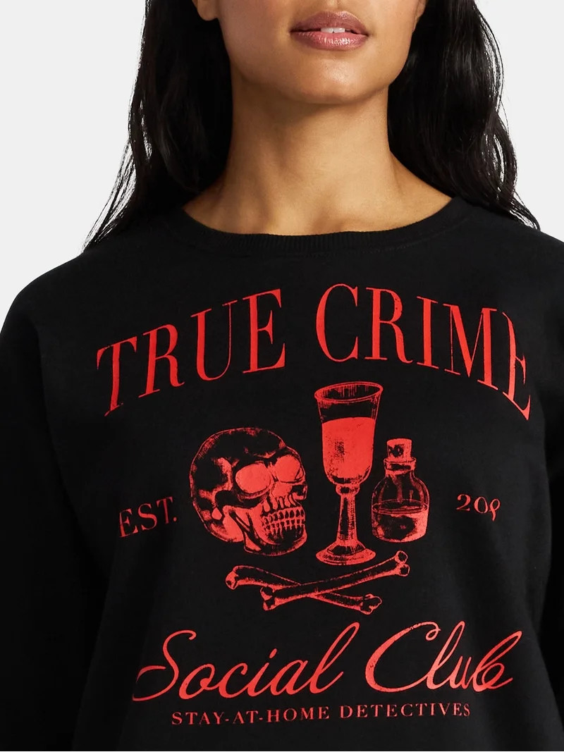 Women's Halloween True Crime Club Graphic Fleece Sweatshirt from Way to Celebrate, Sizes S-XXXL | Walmart (US)