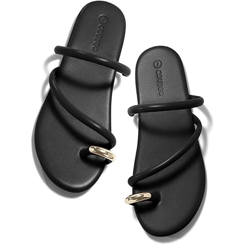 Amazon.com | Stratuxx Kaze Women's Toe Ring Thong Sandals Open Toe Slide Flat Sandals Casual Summ... | Amazon (US)