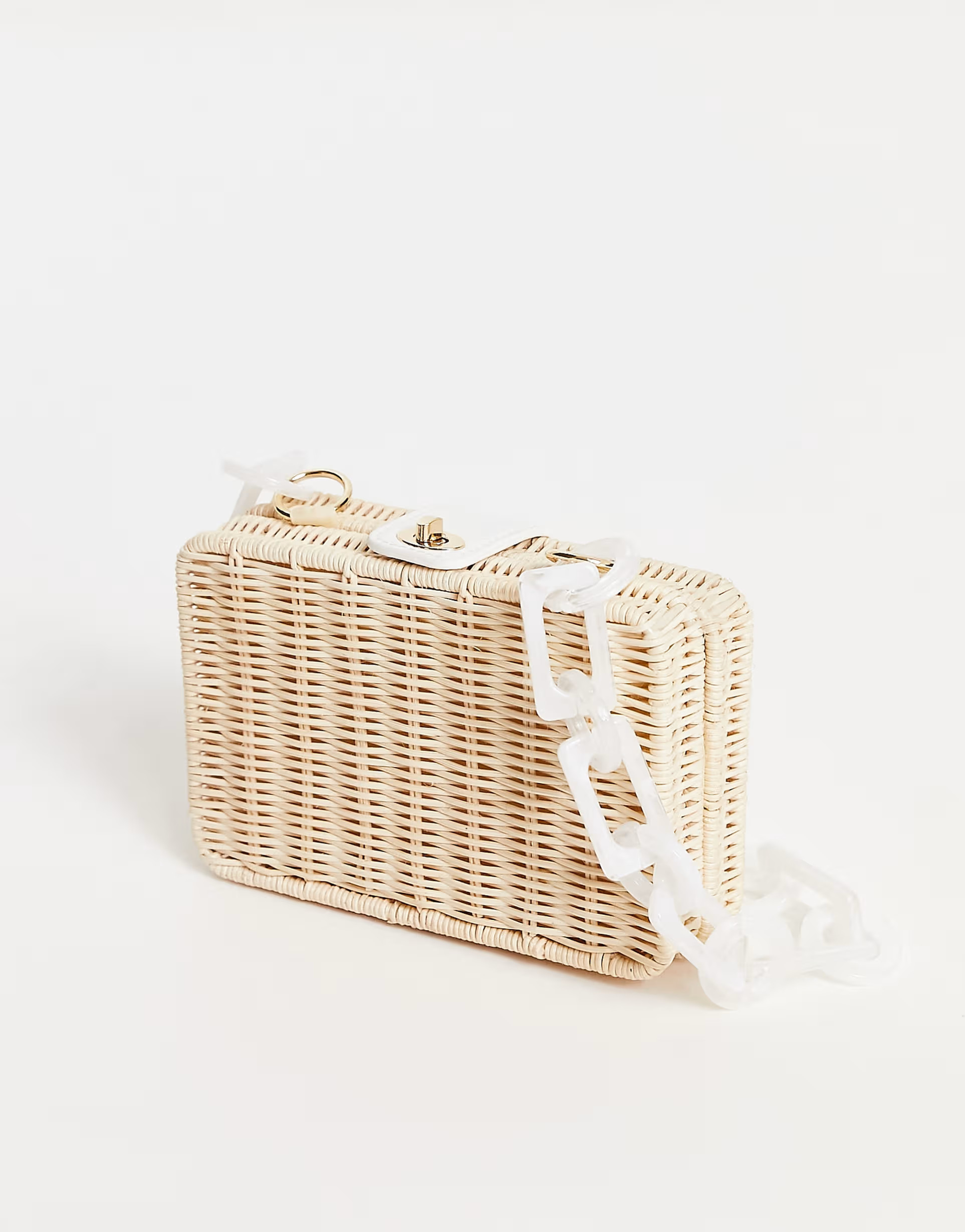 ASOS DESIGN shoulder bag with white resin handle in rattan straw | ASOS (Global)