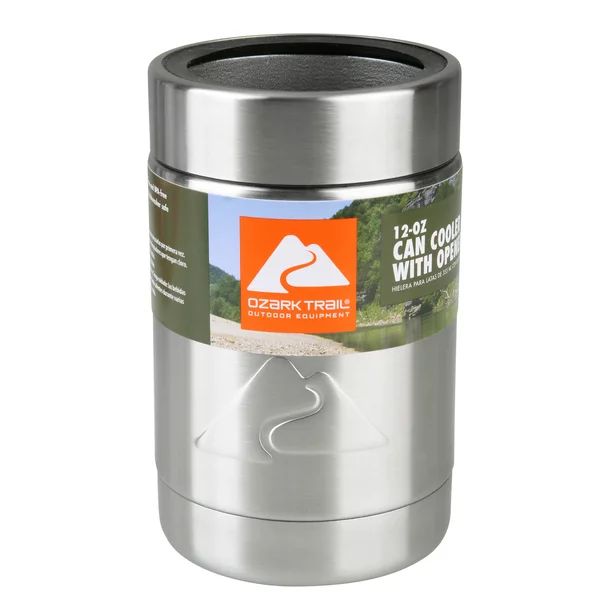 Ozark Trail 12 oz Vacuum Insulated Stainless Steel Can Cooler with Bottle Opener | Walmart (US)