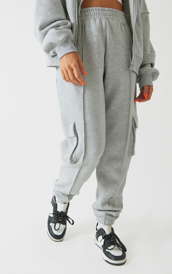 PRETTYLITTLETHING Ash Grey Seam Detail Cargo Joggers | PrettyLittleThing US