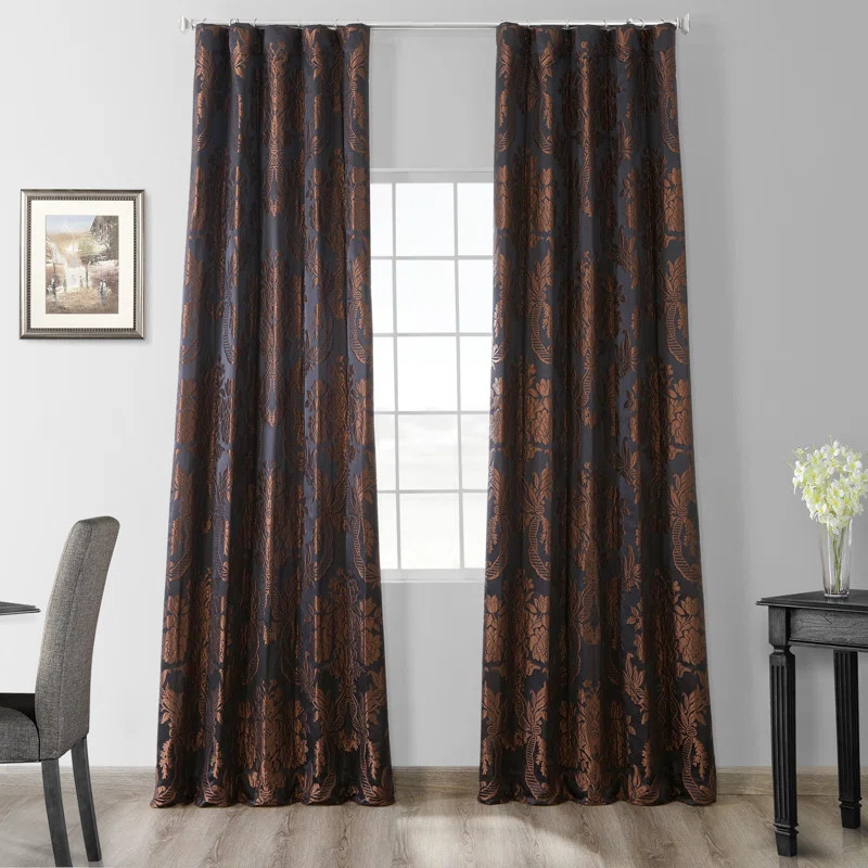 Ballsallagh Baroque FloralFaux Silk JacquardRoom Darkening Window Curtain -Single Panel | Wayfair North America
