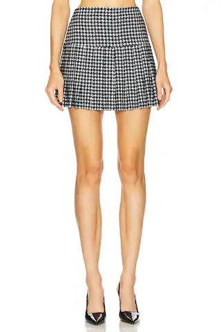 Norma Kamali Pleated Mini Skirt in Large Houndstooth from Revolve.com | Revolve Clothing (Global)