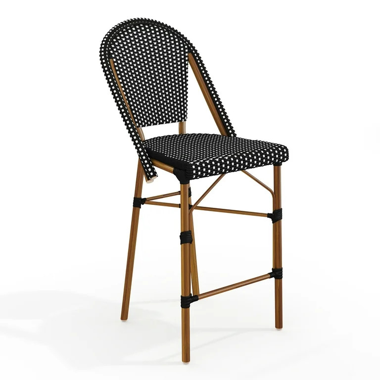 Martha Stewart Indoor-Outdoor Stackable Bistro Counter Stool with Natural Woodgrain Aluminum Fini... | Walmart (US)