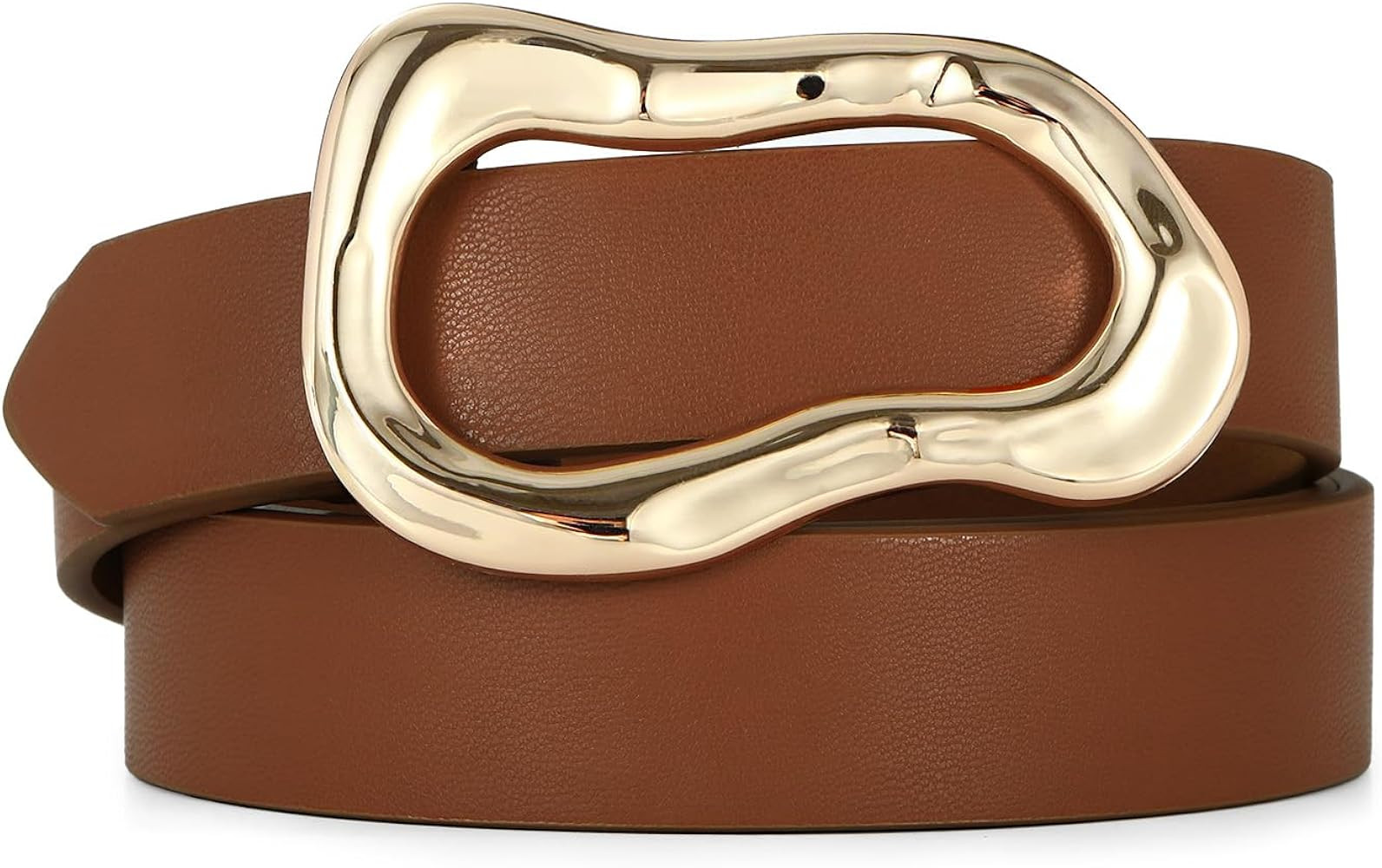 Black Belt for Women Stylish Gold Buckle Fashion Leather Waist Belt Perfect for Jeans and Dresses | Amazon (US)