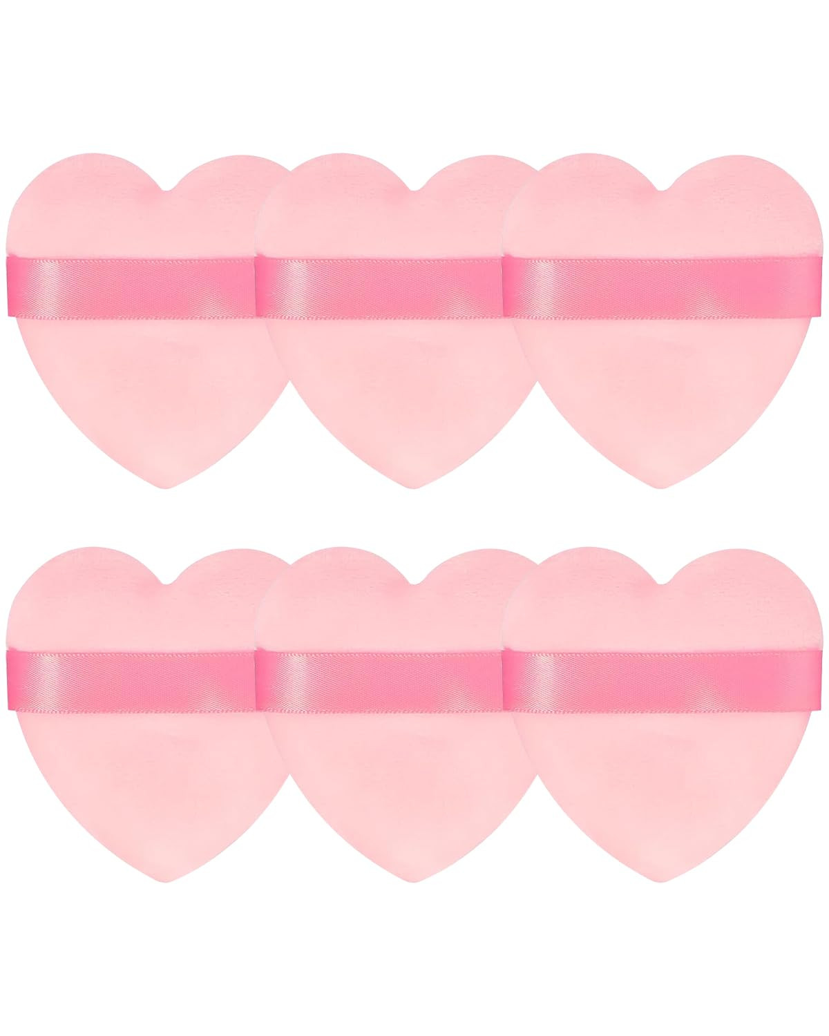 6Pcs Valentine Powder Puff for Face Powder, Pink Heart Shape Soft Puffs for Applying Face Powders... | Amazon (US)