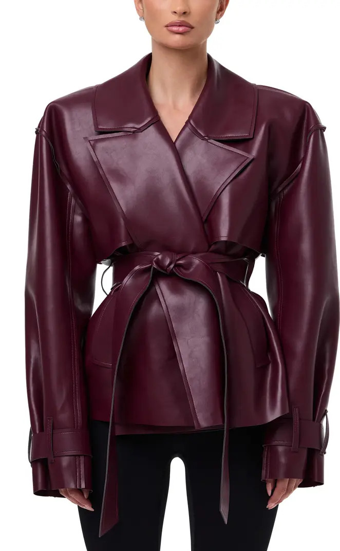 Faux Leather Crop Trench Coat | Nordstrom