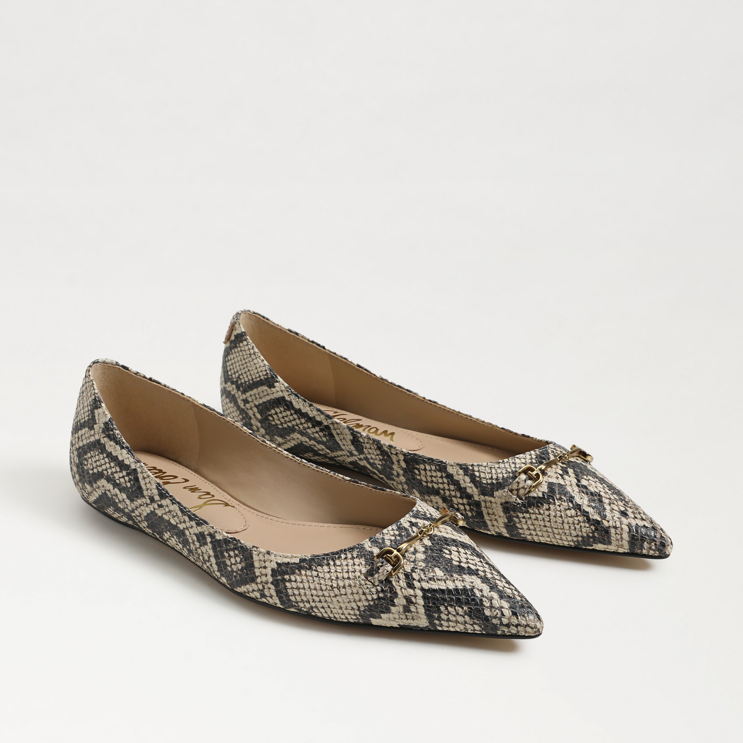 Sam Edelman Nori Pointed Toe Ballet Flat Roccia Grey Snake Print | Sam Edelman