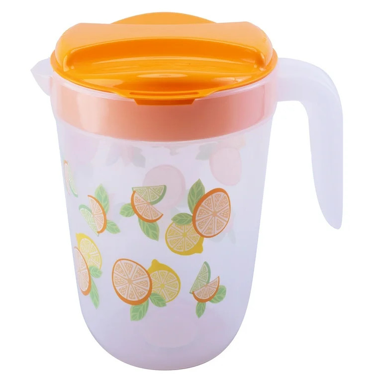 Mainstays - Lemons & Oranges Plastic 1 Gallon Pitcher with Orange Color Lid | Walmart (US)