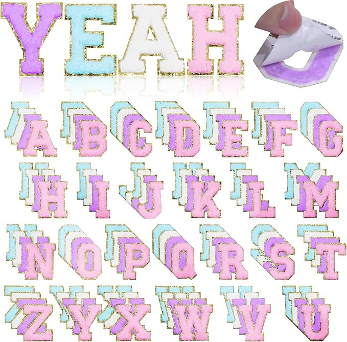 104 Pcs Chenille Letter Patches Iron on Letters Self Adhesive Chenille Patches Embroidered Patche... | Amazon (US)