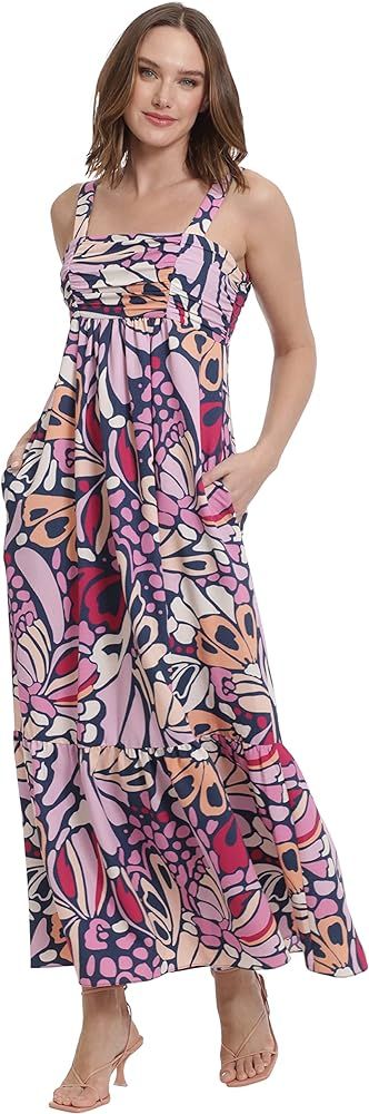 London Times Women's Smocked Back Babydoll Tiered Maxi Dress | Amazon (US)