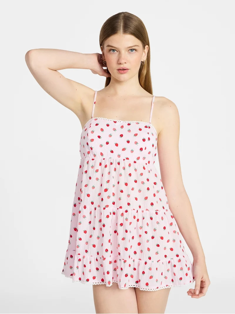 No Boundaries Sleeveless Tiered Babydoll Sleep Dress, Women's XS-XXL | Walmart (US)