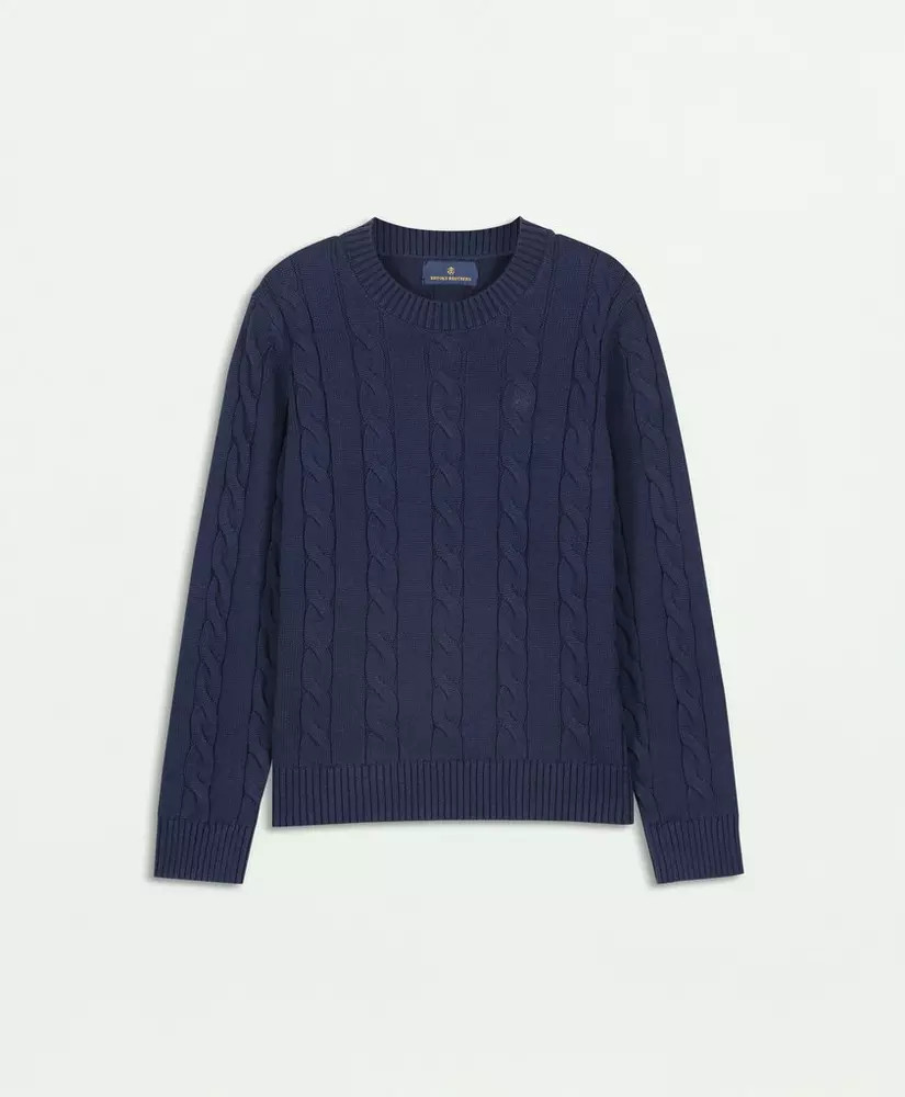 Boys Cotton Cable Crewneck Sweater | Brooks Brothers