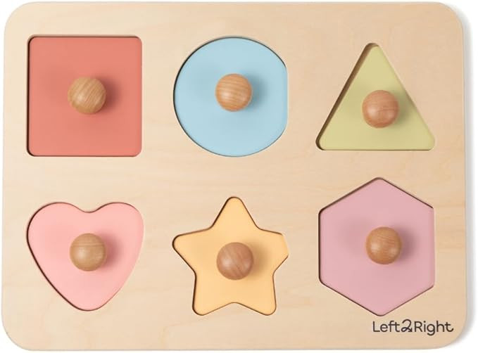 LEFT2RIGHT Wooden Puzzles for Toddlers 2-4 | Montessori Toys for 1-4 Year Olds | Educational Shap... | Amazon (US)