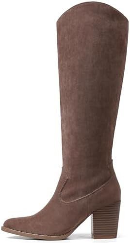Womens Knee High Boots Pointed Toe Suede Boots Chunky Heel Faux Slouchy Shoes Tall Fall 2025 Side... | Amazon (US)