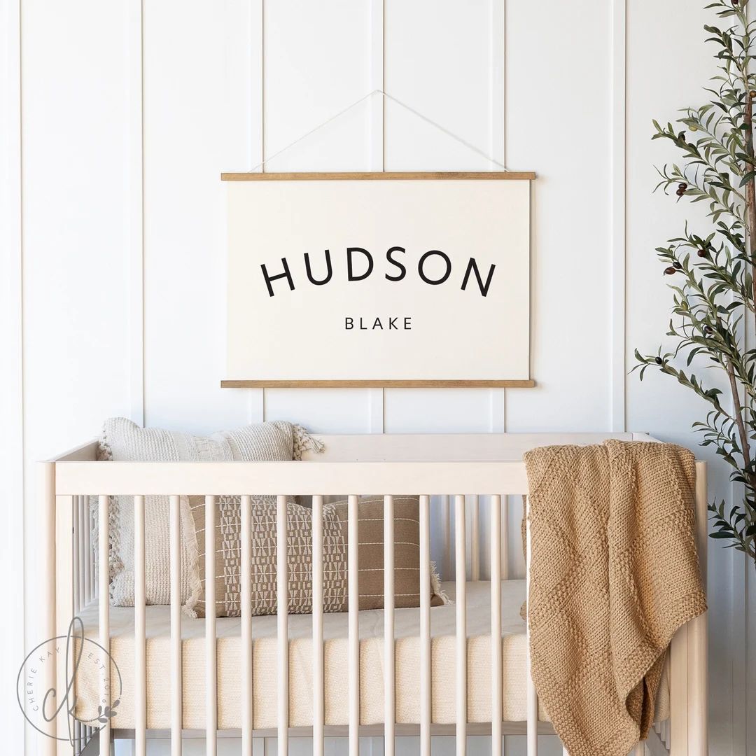 Custom Baby Name Wall Hanging Canvas Art Personalized Baby Gift Nursery Decor Hudson Blake - Etsy | Etsy (US)