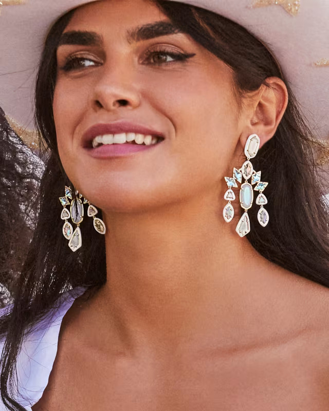 Greta Gold Statement Earrings in Ivory Mix | Kendra Scott