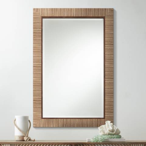 Farria 24" x 36" Matte Natural Rectangular Wall Mirror - #995H7 | Lamps Plus | Lamps Plus