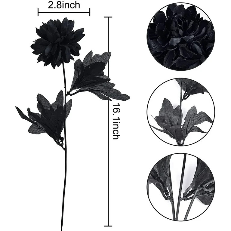 Dolicer 10 Pcs 16 Inch Halloween Decor Silk Dahlias Stems Artificial Flowers, Faux Halloween Flow... | Walmart (US)