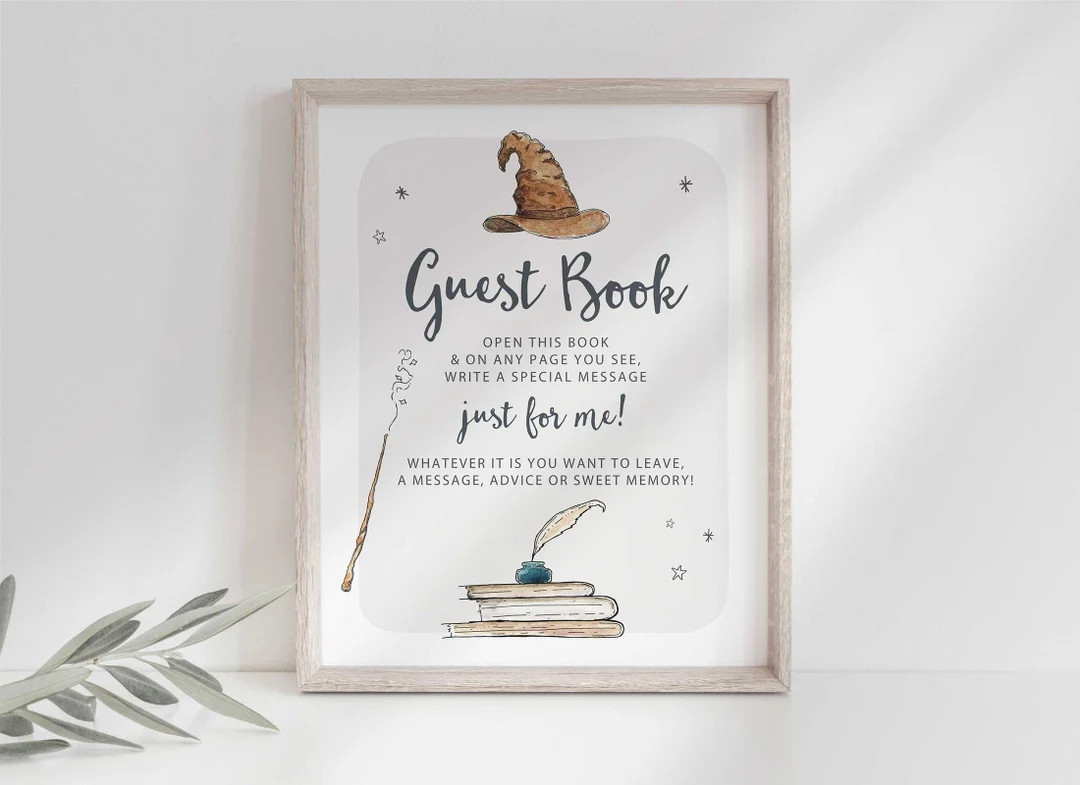 Wizard Guest Book Sign Digital Download - Magical Party Decor for Birthday Baby Shower - Etsy | Etsy (US)