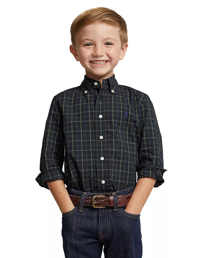 Polo Ralph Lauren Toddler and Little Boys Plaid Cotton Poplin Shirt - Macy's | Macy's Canada