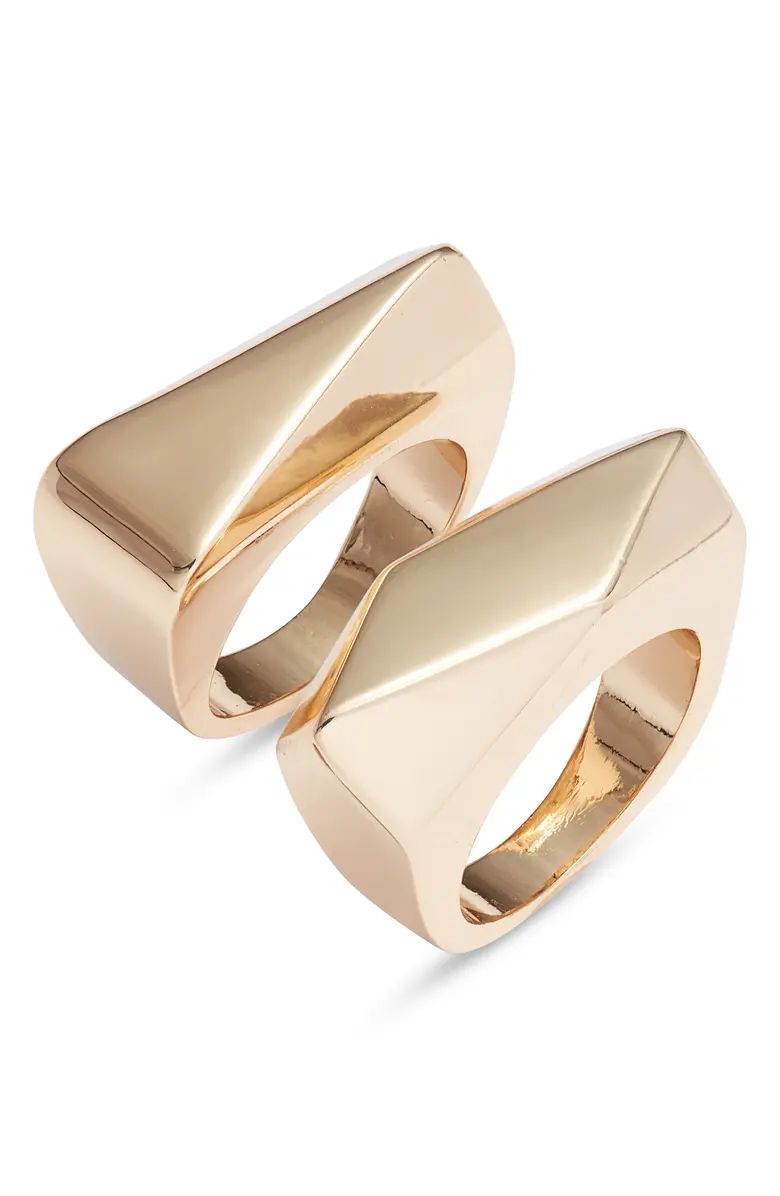 Set of Two Polished Geometric Stackable Rings | Nordstrom