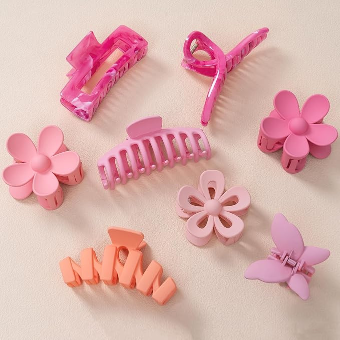 8PCS Flower Clips for Women, Thick Hair Accessories with Multi-Styles, Neutral Colors and Variety... | Amazon (US)
