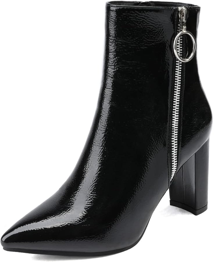 DREAM PAIRS Women's Chunky Heel Ankle Booties Pointed Toe Short Boots | Amazon (US)