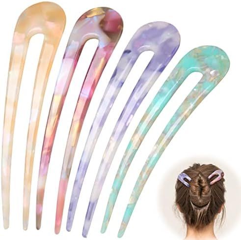 French Hair Pins Clips Forks Sticks Accessories for Women Girls Thin Thick Hair Tortoise Shell Large | Amazon (US)