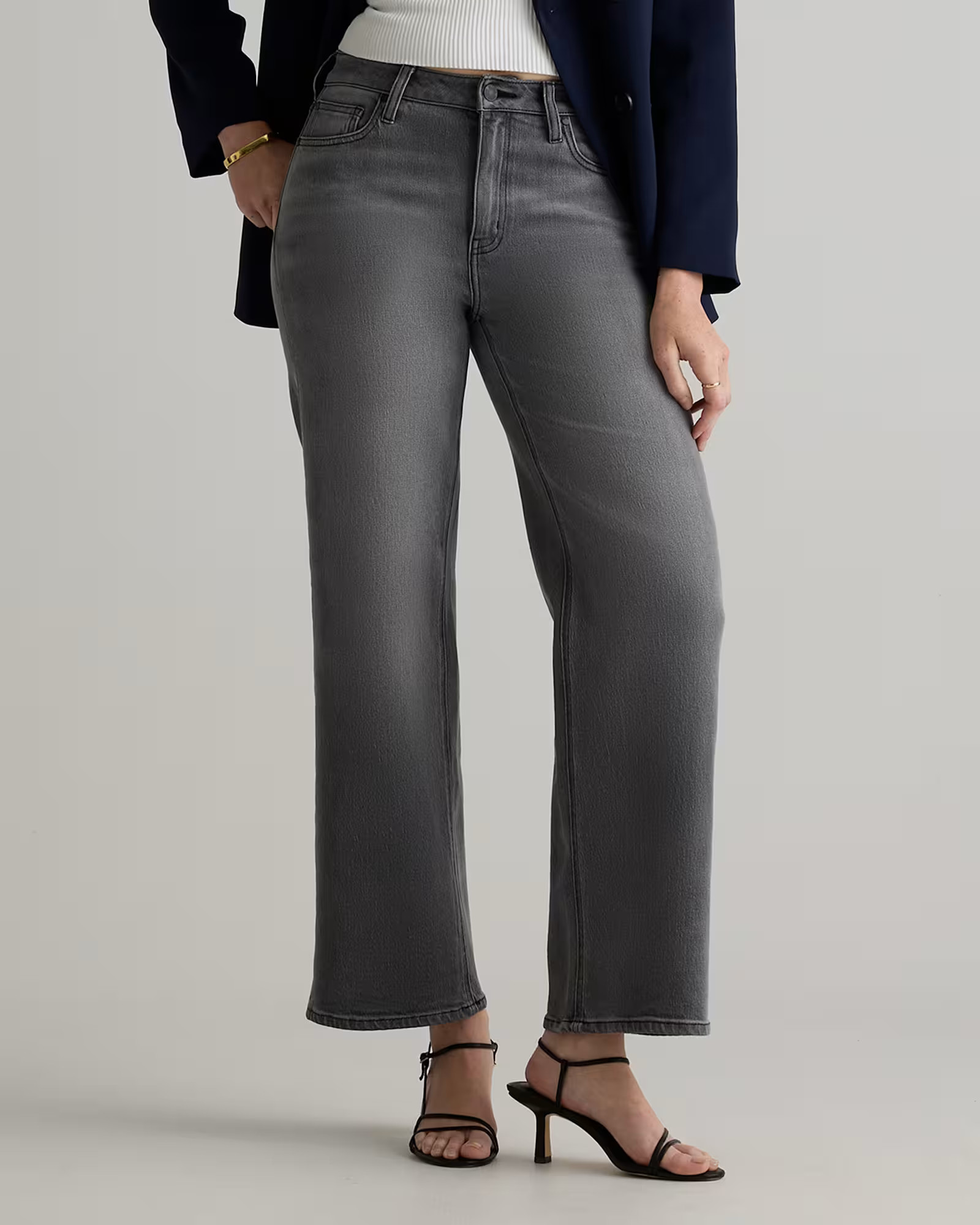Bella Stretch Relaxed Straight Jeans in Stonewashed Grey | Quince
