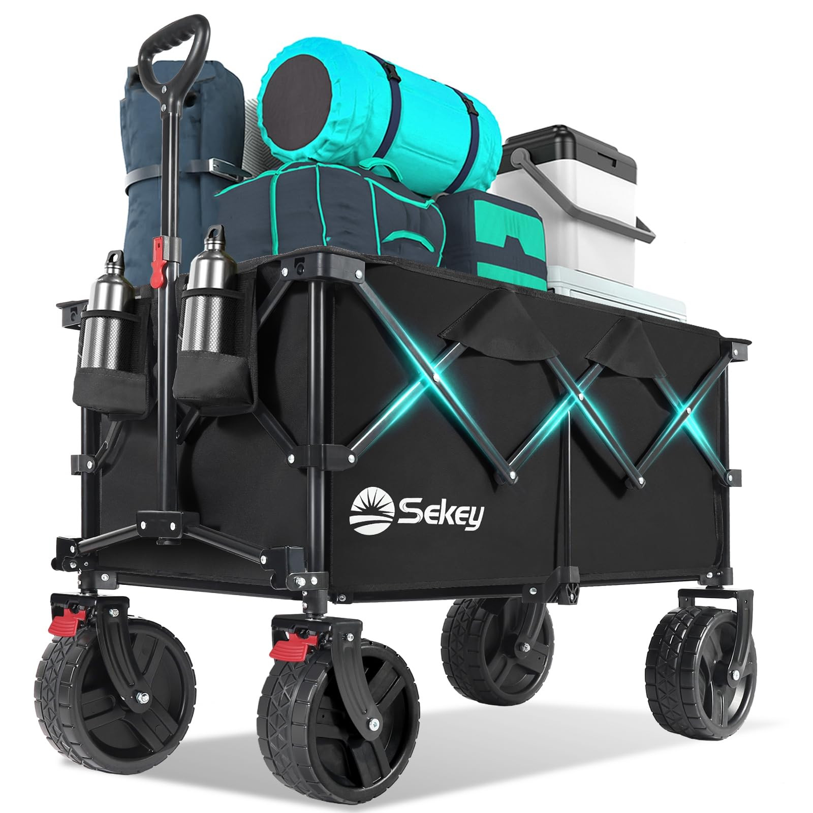 Sekey 220L Wagons Carts Foldable with Big All-Terrian Beach Wheels, Collapsible Heavy DutyWagon w... | Amazon (US)