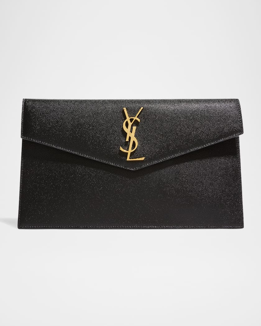 Saint Laurent Uptown Medium YSL Monogram Grain de Poudre Pouch Bag | Neiman Marcus