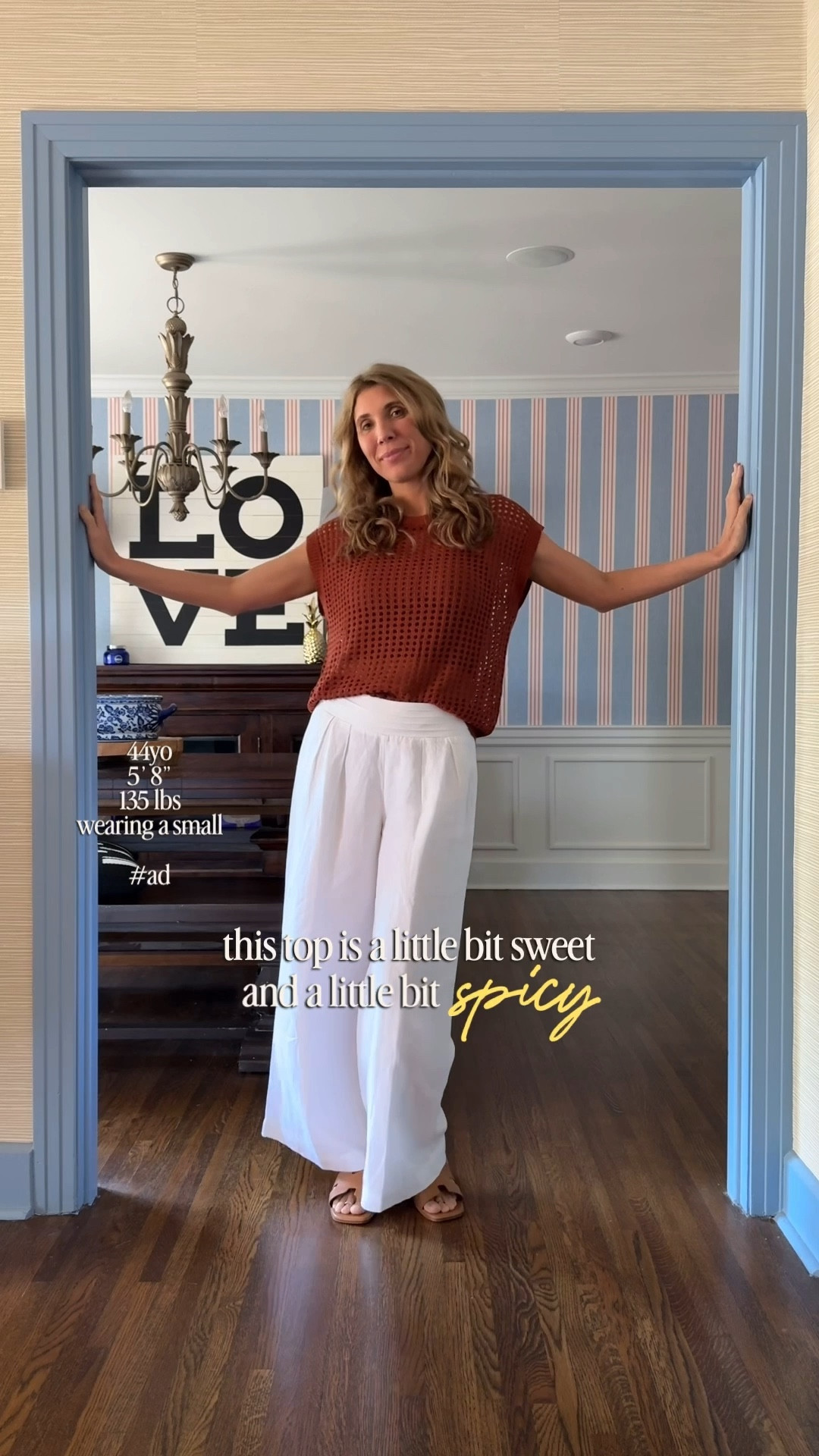 This Amazon top is a little sweet and a little spicy depending on how you style it! I’m wearing a brown sports bra under it, so it mostly blends in with just a little tummy showing. 

Wearing a small in the top, XS is the linen Boston Proper pants, and a small in the bra  

#LTKOver40 #LTKTall