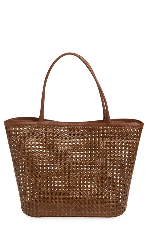 Reformation Isabella Woven Rattan Tote in Espresso Rattan at Nordstrom | Nordstrom
