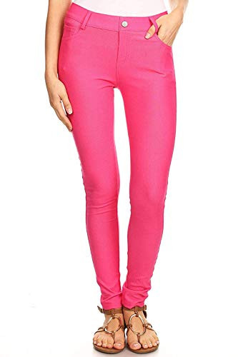 ICONOFLASH Women's Plus Size XXXL Jeggings with 5 Pockets Stretchy Jean Leggings Pull On Skinny Pants Everyday Comfort (Fuchsia Pink, 3XL) | Amazon (US)