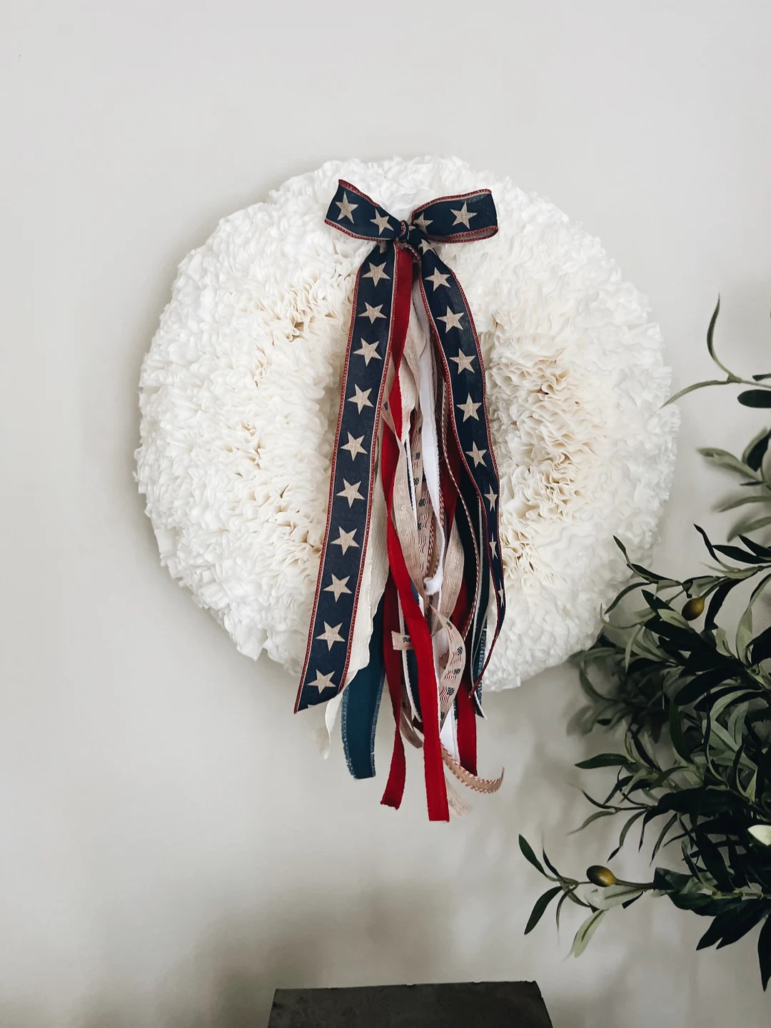 Elegant Large White Coffee Filter Wreath- Fourth of July Ribbon Bundle- Change Out Ribbon Easily ... | Etsy (US)